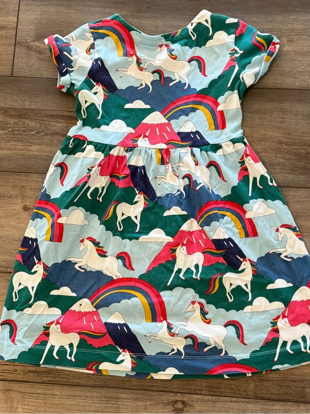 Mini Biden Girls' Rainbow Unicorn Print Dress - size 7/8 - Pockets!